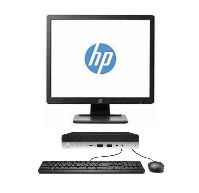 Refurbished HP ProDesk 400 G4 Tiny PC AIO Set | i3 8th Gen | 19" HD Monitor | Keyboard & Mouse | Win11 & MSO | 1 Year Warranty