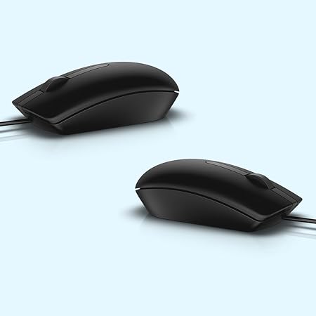 Dell MS116 Wired Optical Mouse | 1000 DPI | LED Tracking | Scroll Wheel | Plug & Play | USB Interface | 6 Months Warranty