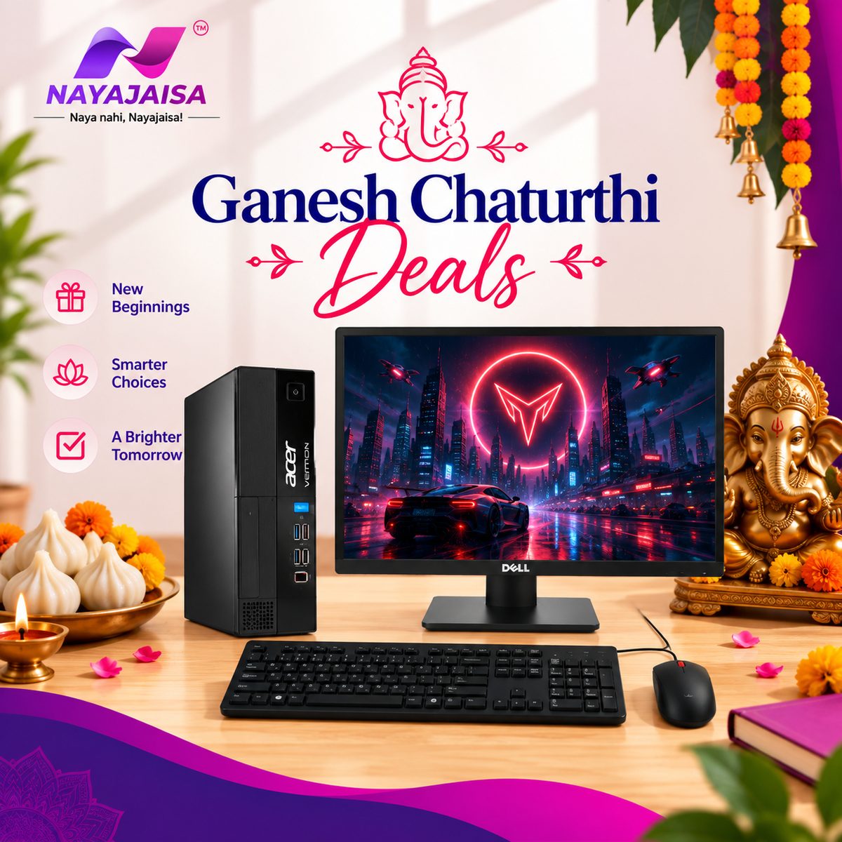 Acer Veriton M200 Small Form Factor (SFF) Gaming PC Full Set | AMD Ryzen 3 PRO 2200G | 2GB Dedicated Graphics | 22" IPS Full HD Monitor | Keyboard & Mouse | DDR4 RAM |Wi-Fi | 1 Year Warranty | Refurbished