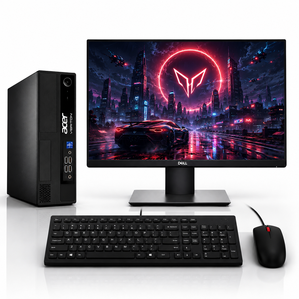 Acer Veriton M200 Small Form Factor (SFF) Gaming PC Full Set | AMD Ryzen 3 PRO 2200G | 2GB Dedicated Graphics | 22" IPS Full HD Monitor | Keyboard & Mouse | Wi-Fi | 1 Year Warranty | Refurbished