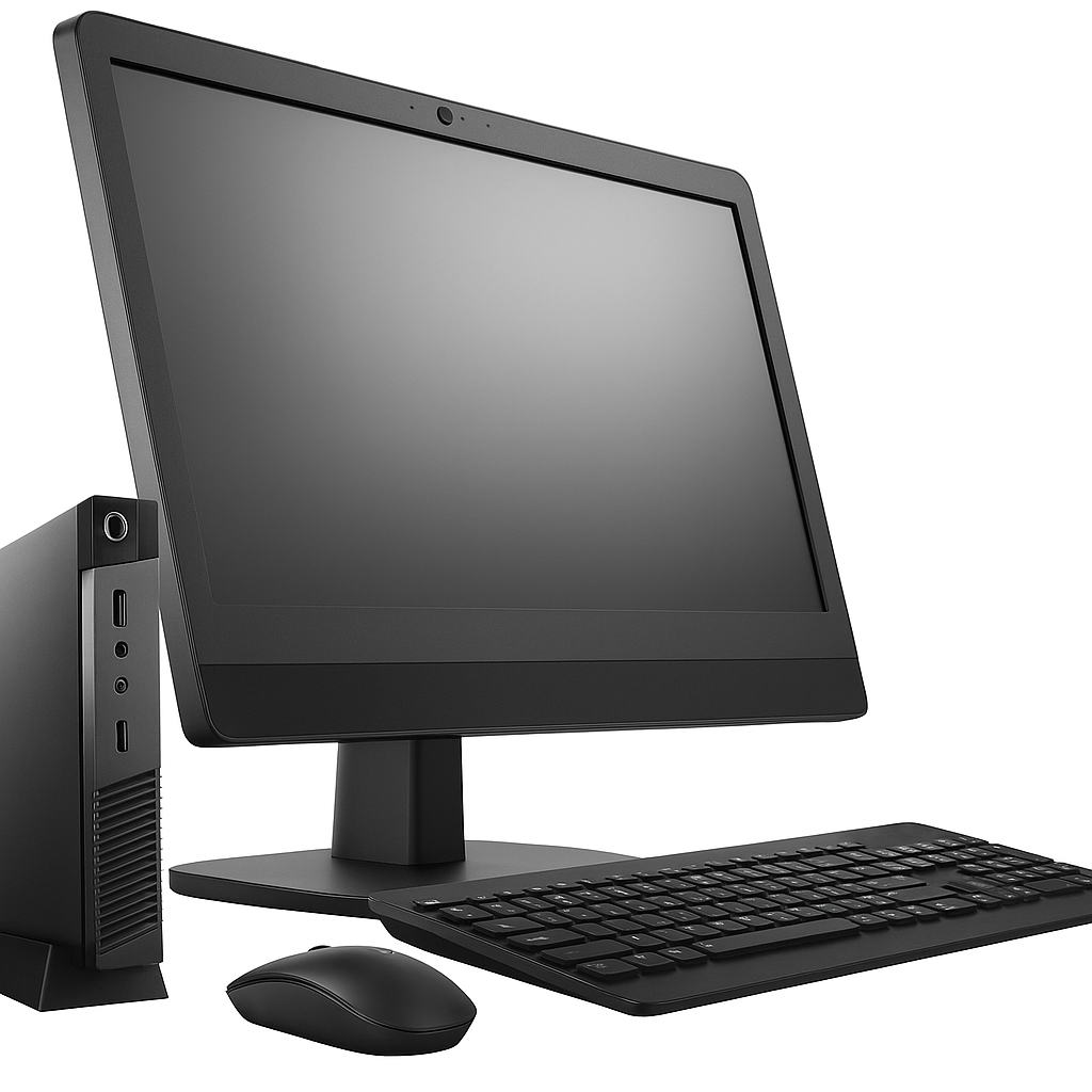 Refurbished Lenovo ThinkCentre M73p Tiny PC, Intel Core i5 4th Gen, 19" AIO Desktop Set, 1 Year Warranty