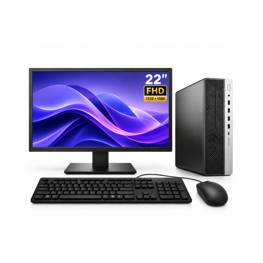 HP Elitedesk 800 G4 USFF AIO Set | i7 8th Gen | New 22 Inch FHD Monitor | Windows 11 Pro | 1 Year Warranty | Refurbished