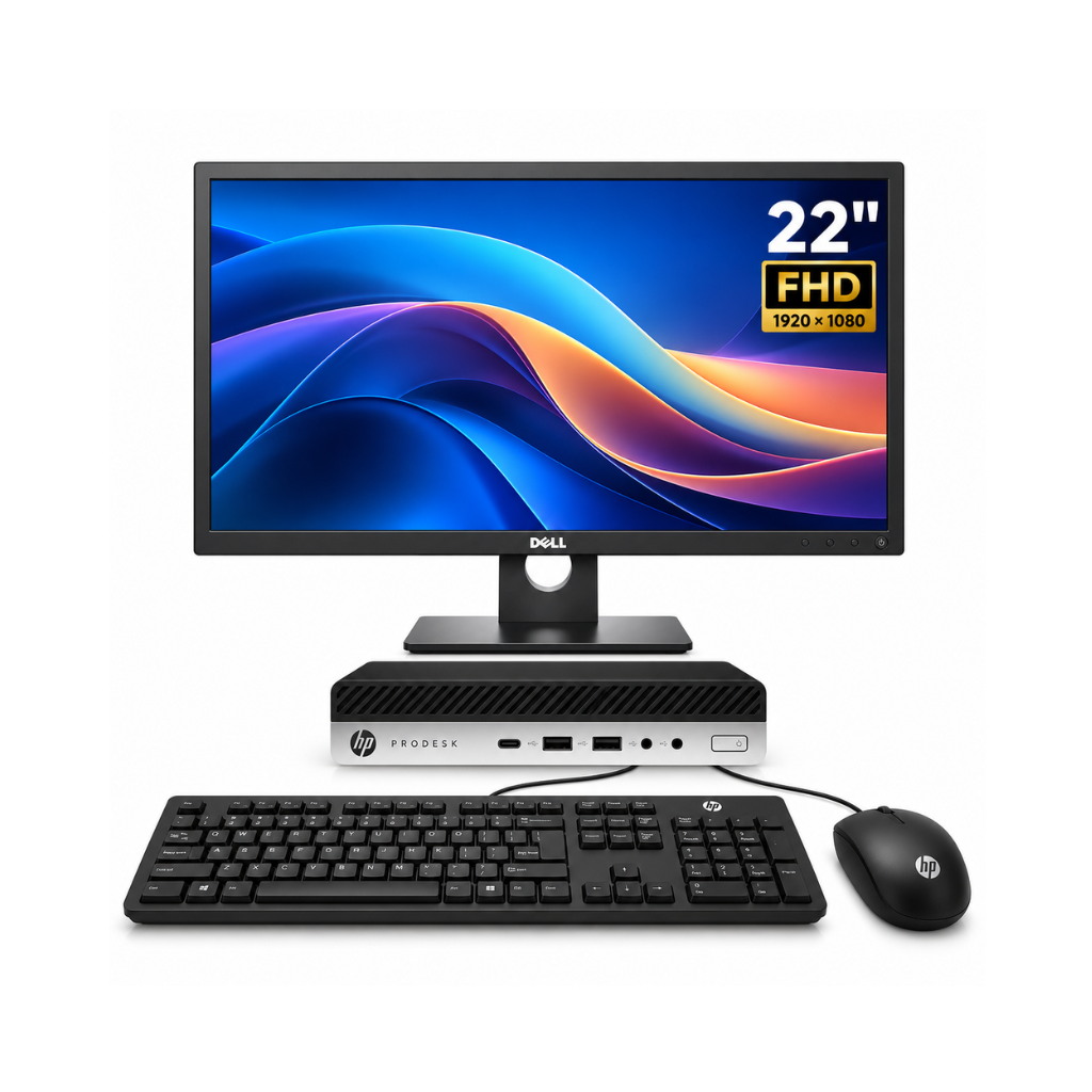 HP Elitedesk 800 G4 Tiny PC AIO Set | i7 9th Gen | 22 Inch IPS FHD Monitor | Windows 11 Pro | 1 Year Warranty | Refurbished