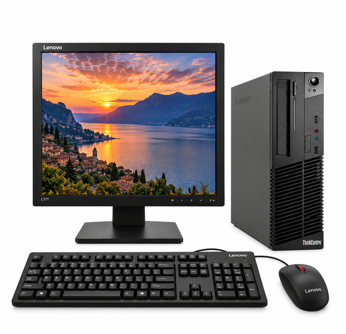 Lenovo Small Form Factor (SFF) Desktop PC Full Set | Intel Core i3 2nd Gen | 17" Monitor | Windows 10 Pro | 6 Months / 1 Year Warranty | Refurbished