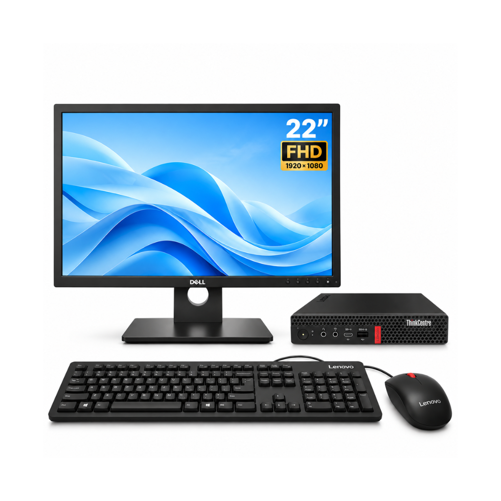 Lenovo ThinkCentre M720q Tiny AIO Set | i5 9th Gen | 22 Inch IPS FHD Monitor | Windows 11 Pro | 1 Year Warranty | Refurbished