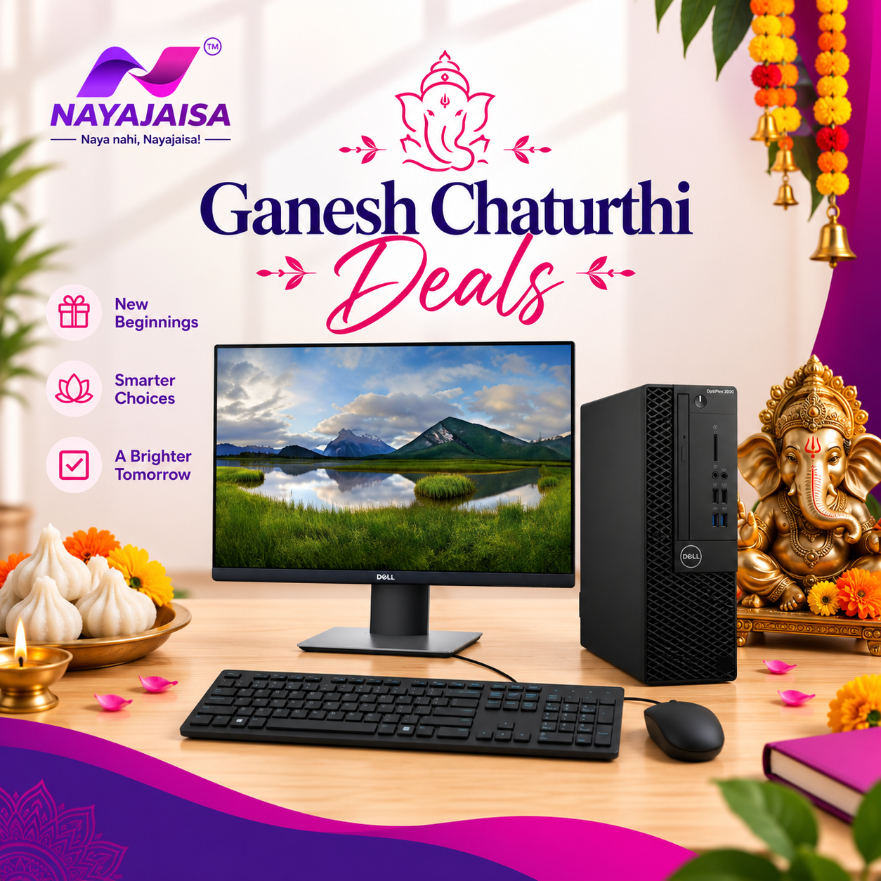 Dell OptiPlex SFF Desktop PC Full Set | Intel Core i5 9th Gen | 22" Full HD IPS Monitor | DDR4 RAM | SSD | Wireless Keyboard & Mouse | Windows 11 Pro | MS Office | Wi-Fi + Bluetooth | 1 Year Warranty | Refurbished